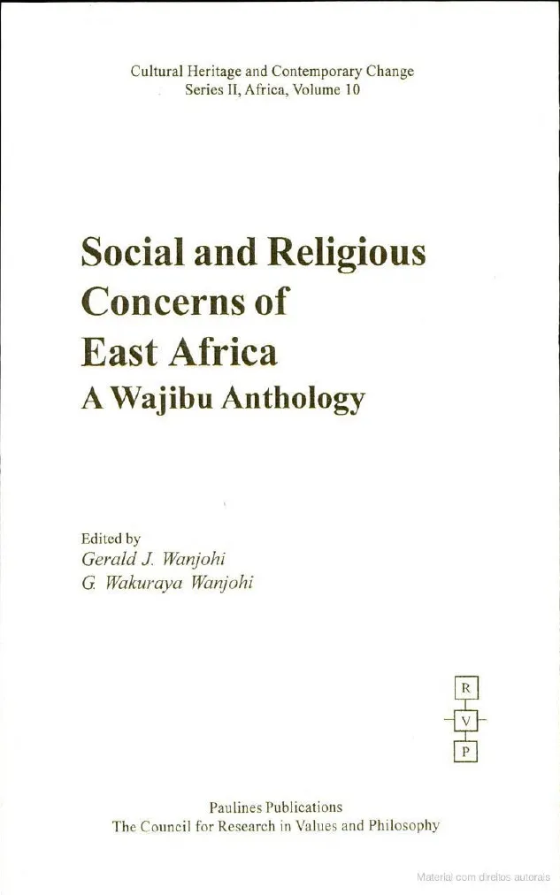 Social and Religious Concerns of East Africa A Wajibu Anthology